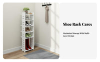 Space-Saving Multi-Layer Shoe Rack Adjustable Shelves Narrow Shoe Vertical Organizer Easy Assembly Household Storage Sturdy for Apartment Dwellers, Homeowners, Small Areas, Entryway, Hallway, Bedroom