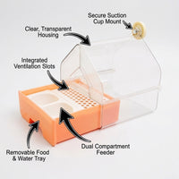 Bird Bath Tub for Cage Hanging, Transparent Bird Bath Feeder Box, Small Birds Bath Box, Parrot Bath Tub with Hooks, Budgie Canary Bathing Accessory
