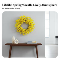 Yellow Forsythia Wreath Versatile Decor Artificial Forsythia Wreath Vivid and Lively Yellow Flower Garland for Gift Recipients, Porch, Patio