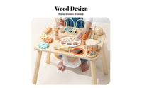 Busy Activity Table Multi-Function Wooden Activity Table Built-in Storage Net Kids Furniture for Classroom