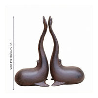 Distressed Finish Sea Mammal-Shaped Bookends Antique Style Sea Mammal Bookends Dark Brown Book Support Matching Pair