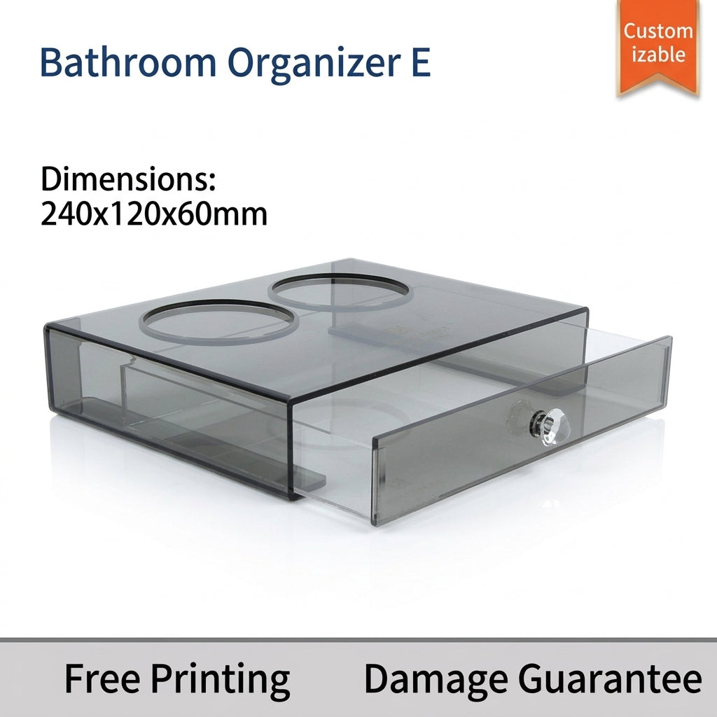 Bathroom Organizers and Storage, Waterproof Acrylic Rectangular Box, Desktop Organizer for Washroom, Toiletry Makeup Organiser Tray