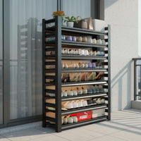Space-Saving Design Multi-Tier Shoe Rack Large Capacity Carbon Steel Utility Rack Easy Assembly Shelving Unit Adjustable Shelves for Garage