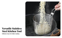 Hanging Hook Design Stainless Steel Mesh Basket Antirust Mesh Pasta Strainer Food Grade Hot Pot Basket Long-Lasting for Chefs, Restaurant