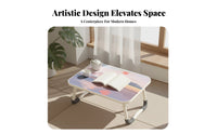 adaptable Foldable Laptop Table with openings Artistic Print Surface Foldable Laptop Table with Tablet opening No Installation Required Lap Desk Rounded Edges for Students, work-from-anywhere Workers, Dorm Room, Bedroom, Bay casement, Home Office