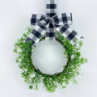 Artificial Mimosa Wreath for Front Door, 28cm Spring Summer Green Wreath, Lifelike Artificial Small Door Wreath Decoration for Farmhouse, Wedding, Window, Wall, Fireplace
