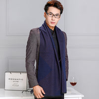 Men's Plaid Striped Business Scarf, Long Thickened Imitation Cashmere Warm Neck Wrap for Autumn Winter