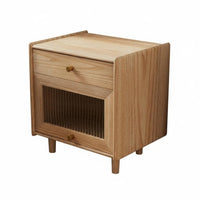 Japanese design Single-Drawer Nightstand Natural Finish Bedside Table Minimalist Design Bedroom Furniture Ample Storage for Homeowners, Students, Renters, Small Spaces, Living Room, Home, Office