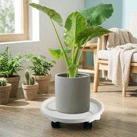 Plant Stand with Wheels for Floor Standing Use, Heavy Duty PP Material with Water Collection Tray, Stable Indoor and Outdoor Rolling Saucer