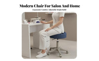 Height Adjustable Low-Back Rolling Chair 360-Degree Swivel Channel-Tufted Vanity Chair Padded Cushion Home Furniture Space-Saving for Nail Technicians, Hairstylists, Beauty Salon, Makeup Station, Small Areas, Medical Office