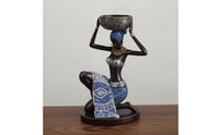 African Lady Figurine Candle Holder Sculptural African Woman Candle Holder Distinctive Female Figure Figurine for Art Collectors