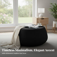 Nordic Design Large Round Upholstered Footrest Modern Design Pebble-Shaped Pouf Versatile Use Ottoman High-Density Foam Cushion for Families, Homeowners, Interior Designers, Cloakroom, Entryway, Bedroom