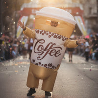 Inflate Inflatable Coffee Cup Suit Full-Body Coffee Cup Costume One Size Fits Most Inflatable Costume Oversized for Cosplayers