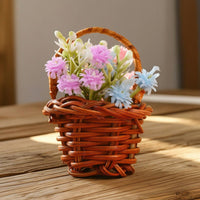 Miniature Flower Basket Rustic Dollhouse Basket Ornament Cute for Crafters