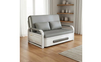 Space-Saving Foldable Storage Sofa Bed Easy Conversion Extendable Sleeper Sofa Heavy Duty Frame Multi-Functional Daybed Solid Wood Slats for Small Apartment, Living Room, Balcony