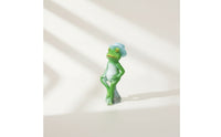 Resin Frog Statue with Spring Cute Frog Figurine Whimsical Sculpture Outdoor for Flowerpot
