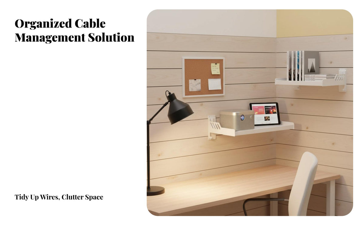 Easy Installation Display Device Wall Mount Space Saving Floating Display Device Shelf Detachable Design Floating Electronics Shelf Sturdy Construction for Renters, Students, Bedroom, Bedside, Living Room