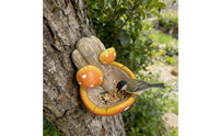 Sculpted Fungus-Shaped Bird Feeder Textured Hanging Bird Feeder Beige Outdoor Decor Orange and Yellow for Garden, Tree