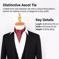 Floral Print Polyester Neckerchief for Formal Events, Unisex Ascot Scarf with Woven Construction, Winter Casual Accessory for Parties and Building