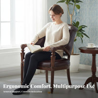 timeless Continental design Leather Club Chair Vintage Design Armchair sturdy Wood Frame Indoor Seating Luxury Feel for Book Lovers, Adults, residents, Living Room, Library, perusing alcove, Home Office