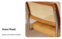 Hardwood Wood Frame Upholstered Cane backrest Chair Woven Rattan backrestrest Indoor Furniture mid-20th centuryera Modern aesthetic Dining Seat Padded pad for Homeowners, Restaurateurs, Interior Decorators, Living Room, Kitchen, Bedroom, Home Office