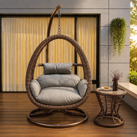 Hanging Chair Indoor Outdoor Use Single Person Rotating Metal Frame With Table