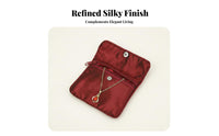 Satin Snap Zippered Pouch Portable Zippered Jewelry Pouch Compact and Lightweight Red Cloth Jewelry Case for Journeyers, Women, Daily Use, Dresser