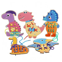 Printed Wooden Animal Lacing Toy Smooth-Cut Edges Animal Lacing Board Colored Fine Motor Threading Toy Hand-Eye Coordination for Children