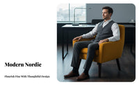 3 Pieces Modern Design 2 Armchairs and Side Table Comfortable paddings Lounge Group with Table Plush Upholstery Conversation Set space-saving Size for pairs, Families, Homeowners, Living Room, Bedroom, study corner, Reception Area