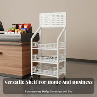 Movable Multi-Tier Rolling Cart Space Saving Storage Rack with Wheels Large Capacity Mobile Shelving Unit Heavy Duty for Shop Owners, Homemakers, Supermarket, Convenience Shop, Living Room, Bedroom