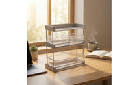 Tea Storage Container with Drawer Transparent 3 Layer Storage Rack Compact Desktop Rack with Drawers for Office Breakroom