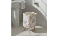 Lace Trash Can with Legs High-Legged Design Lidded Decorative Bin Pearl Embellishment Home Decor for Bedroom, Washroom