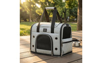 Shoulder Straps Zippered Pet Travel Bag Side Pocket Soft-Sided Pet Carrier Rectangular