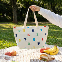 Travel Bag and Insulated Tote Bag for Food, Oxford Cloth Cool Bag with Shoulder Bag Strap, Unique Number Print Foldable Bag, 10L Grocery Bag