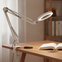 Clamp-on Magnifying Lamp LED Desk Magnifying Lamp Desk Magnifier with Light Dimmable for Crafters, Crafting, Repair Tasks