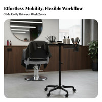 Portable Adjustable Rolling Tray Stand Mobile Design Utility Mobile Stand Multi-Purpose Professional Equipment Versatile for Salon Professionals Artists, Barbershop, Salons, Beauty Parlor, Spas