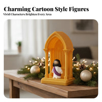Architectural Miniature Stone-Like Finish Tabletop Figurine Display Molded Arched Backdrop Figurine