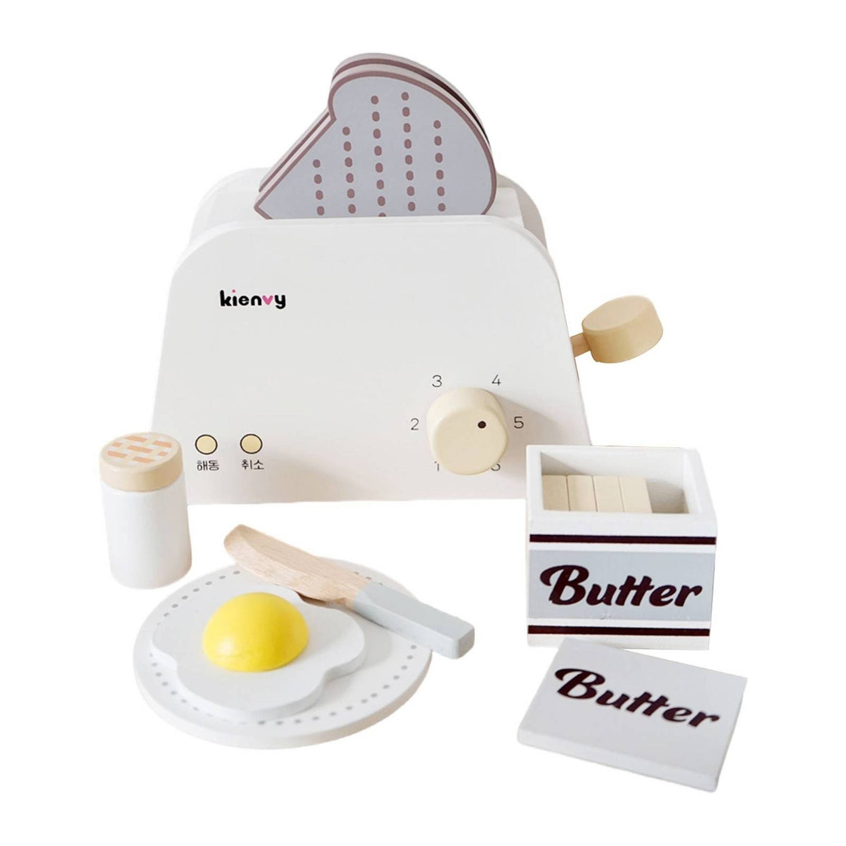 Natural Wooden Toaster Smooth Pretend Play Toaster Minimalist Playset Tabletop for Toddlers, Kids, Playroom, Nursery