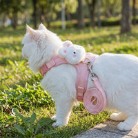 Cat Vest Harness and Leash Adjustable Set, Soft Breathable Pet Harness for Outdoor Walking, Reliable Fastening for Small Kittens