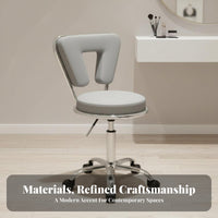 Rolling Caster Wheels Adjustable Swivel Seat with Backrest Modern Minimalist Design Adjustable Swivel Stool U-backBack Padded Cushion Mobile Seating Stable Load-Bearing for Beauticians Artists, Kitchen, Beauty Salon, Dental Office Medical Office
