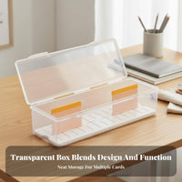 Card Storage Box Dustproof Clear Card Box Adjustable Dividers Small Item Container for Children, Students, Home Organization, Bedroom, Desktop