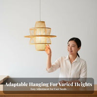 Bamboo Pendant Light Material Bamboo Chandelier Minimalist Design Japanese Design Hanging Light for Restaurant Owners, Dining Room, Cafe, Hotel