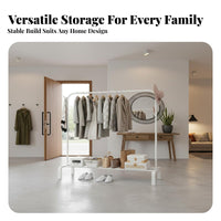 Multi-Functional Rolling Clothes Rack Heavy Duty Rolling Garment Rack Easy Assembly Freestanding Clothes Organizer Space Saving for Homeowners, Renters, Students, Bedroom, Entryway, Closet, Laundry Room