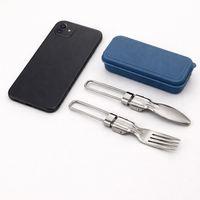 Portable Cutlery Set, Spoon, Fork Set, Made of 304 Stainless Steel, Foldable, With Case, For Outdoor Camping
