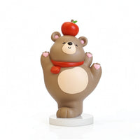 Bear Ornament with Apple Tabletop Bear Figurine Whimsical for Desk, Teens