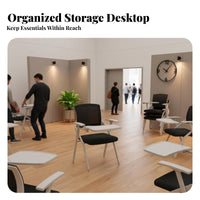 Foldable Design Tablet Arm Chair Flip-up Writing Surface Conference Seating Space-Saving Office Furniture Ergonomic Backrest for Students, Trainees, Event Attendees, Training Room, Classroom, Lecture Hall, Reception Area