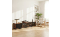 Retro TV Cabinet with Glass Doors Fully Assembled TV Stand with Glass Doors Solid Wood Credenza Sturdy for Decorators, Living Room