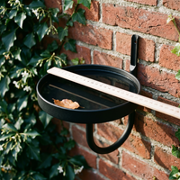 Outdoor Balcony Wall-Mounted Metal Bird Bath & Planter Holder