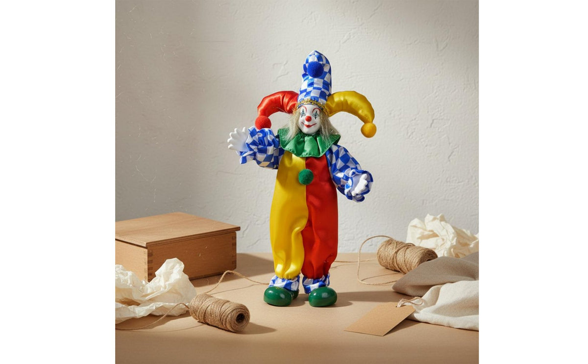 Ceramic Harlequin Doll Great Gift Idea Ceramic Clown Doll Artistic Design Collectible Harlequin Statuette for Home Decor, Shelf Display, Desk Ornament