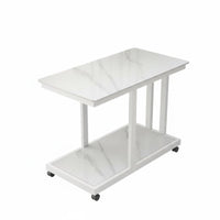 With casters Rolling C-Table Lockable Casters C-Shaped Rolling Stand Space-Saving Household Furniture Multi-Functional for Apartment Dwellers, Remote Workers, Living Room, Small Spaces, Bedroom, Home Office